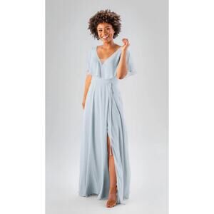 Kennedy Blue Courtney Bridesmaid Dress Long Chiffon Gown Sz 6 Fog Powder‎ Blue
